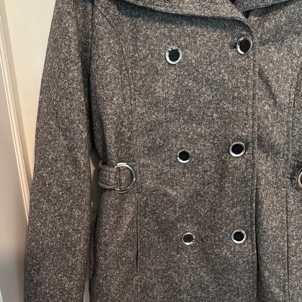 NWT Women's Charcoal Peacoat with Removable Hood - Picture 3 of 10